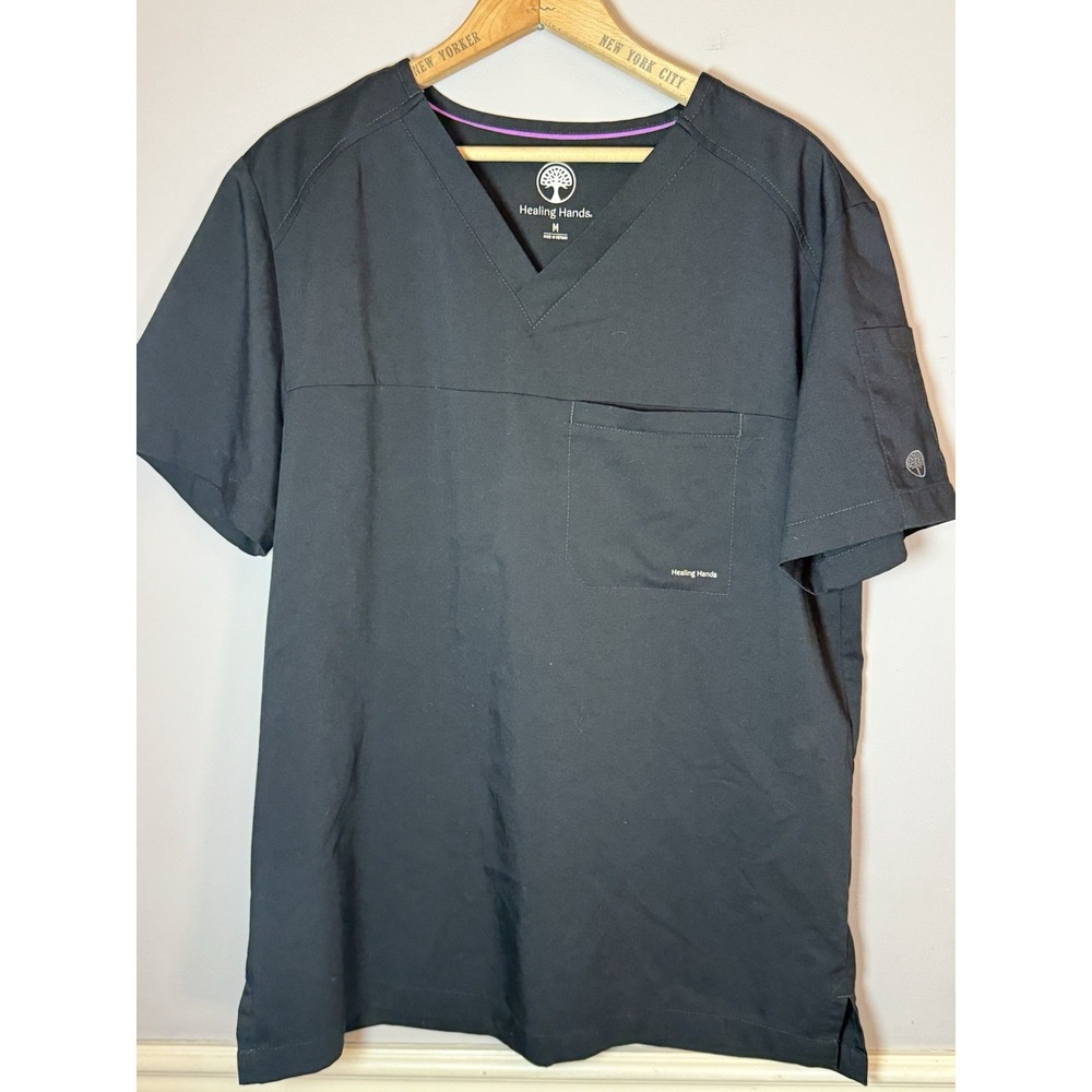 Healing Hands Scrub Top Womens Size Medium black